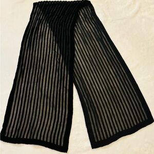 Scarf in Black Velvet and Sheer  Vertical Strips EUC

4ft.x 9.5”
